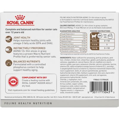 Show full view: Royal Canin Aging 12+ Thin Slices in Gravy Wet Cat Food, 3-oz, case of 6 slide 3 of 10