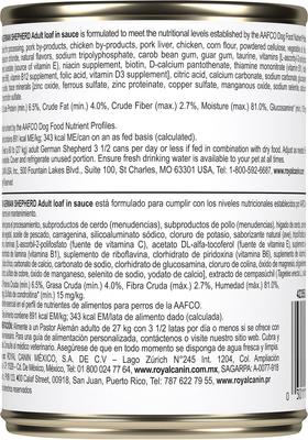 Show full view: Royal Canin Breed Health Nutrition German Shepherd Loaf Pate Adult Wet Dog Food, 13.5-oz can, bundle of 24 slide 3 of 12