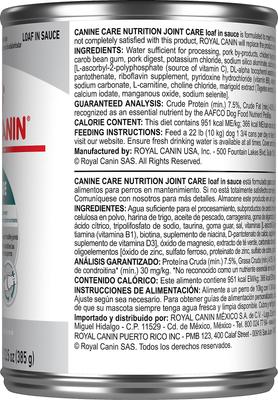 Show full view: Royal Canin Canine Care Nutrition Joint Care Loaf in Sauce Canned Dog Food, 13.5-oz, case of 12 slide 3 of 9