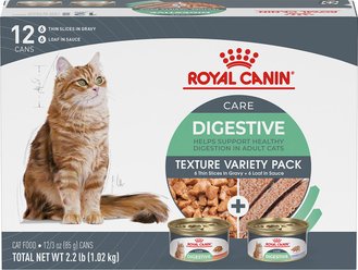 Royal Canin Feline Care Nutrition Adult Digestive Care Texture Variety Pack Wet Cat Food, 3-oz can, case of...