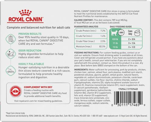 Show full view: Royal Canin Feline Care Nutrition Digestive Care Adult Gravy Wet Cat Food, 3-oz, case of 6 slide 3 of 12