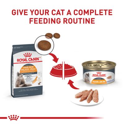 Show full view: Royal Canin Feline Care Nutrition Hair & Skin Care Loaf Pate Wet Cat Food, 3-oz, case of 24 slide 7 of 12