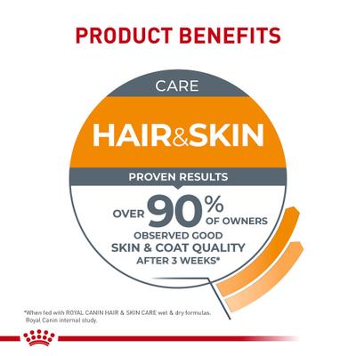 Show full view: Royal Canin Feline Care Nutrition Hair & Skin Care Loaf Pate Wet Cat Food, 5.1-oz can, case of 24 slide 6 of 12