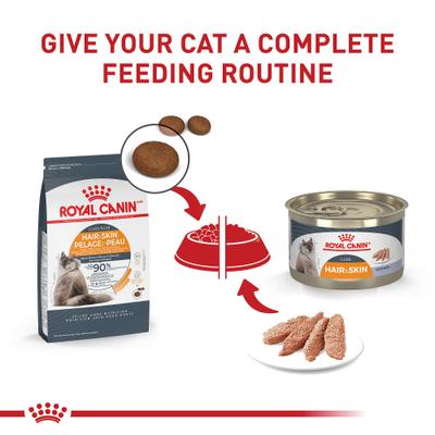 Show full view: Royal Canin Feline Care Nutrition Hair & Skin Care Loaf Pate Wet Cat Food, 5.1-oz can, case of 24 slide 7 of 12