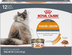 Royal Canin Feline Care Nutrition Hair & Skin Care Thin Slices in Gravy Canned Cat Food, 3-oz can, case of 12
