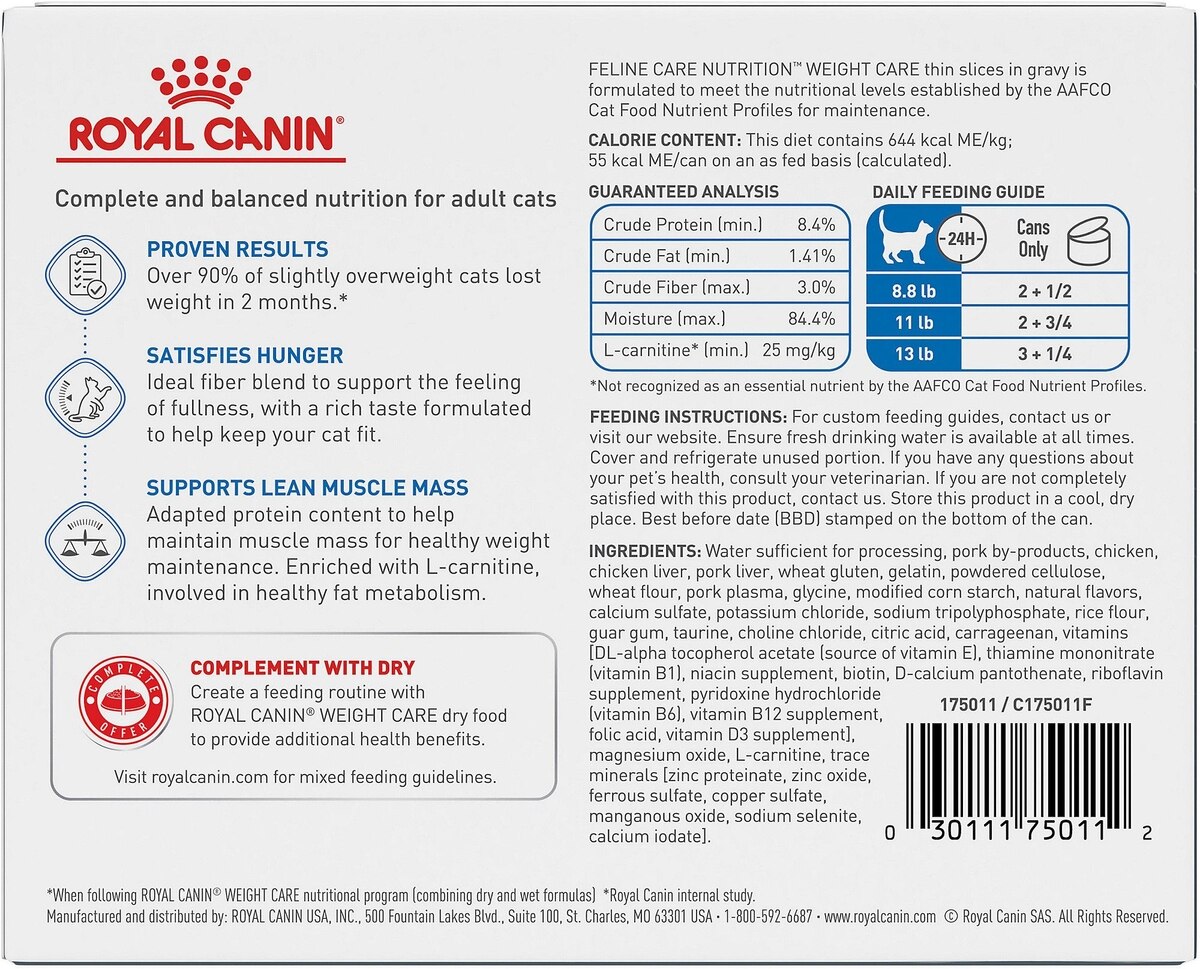 ROYAL CANIN Feline Care Nutrition Weight Care Adult Thin Slices in