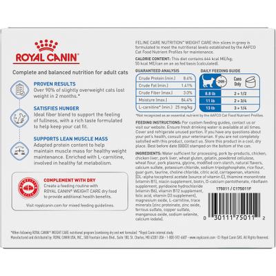 Show full view: Royal Canin Feline Care Nutrition Weight Care Adult Thin Slices in Gravy Wet Cat Food, 3-oz, case of 6 slide 3 of 12