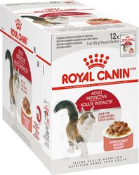 Royal Canin Feline Health Nutrition Adult Instinctive Chunks in Gravy Cat Food Pouch, 3-oz, case of 12