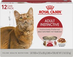 Royal Canin Feline Health Nutrition Adult Instinctive Thin Slices in Gravy Canned Cat Food, 3-oz, pack of 12