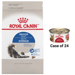 Royal Canin Feline Health Nutrition Indoor Dry Food + Adult Instinctive Thin Slices in Gravy Canned Cat Food