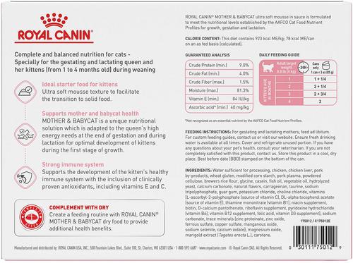 Show full view: Royal Canin Feline Health Nutrition Mother & Babycat Ultra Soft Mousse in Sauce Wet Cat Food, 3-oz can, pack of 12 slide 5 of 14