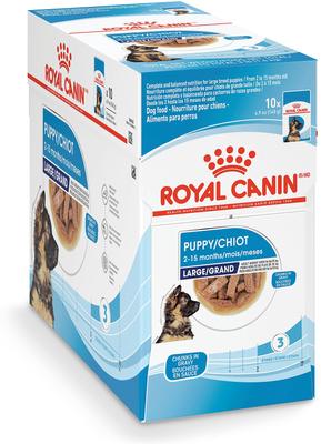 Show full view: Royal Canin Size Health Nutrition Large Puppy Chunks in Gravy Dog Food Pouch, 4.9-oz, case of 10 slide 1 of 11
