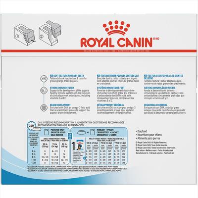 Show full view: Royal Canin Size Health Nutrition Large Puppy Chunks in Gravy Dog Food Pouch, 4.9-oz, case of 10 slide 3 of 11
