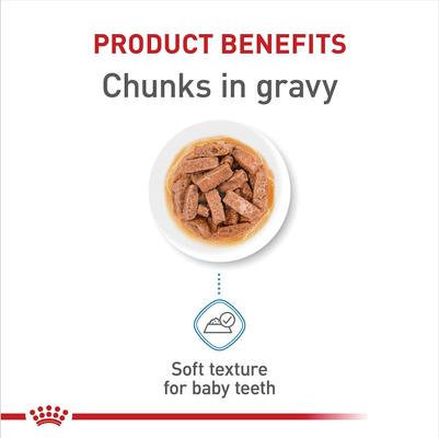 Show full view: Royal Canin Size Health Nutrition Large Puppy Chunks in Gravy Dog Food Pouch, 4.9-oz, case of 10 slide 4 of 11