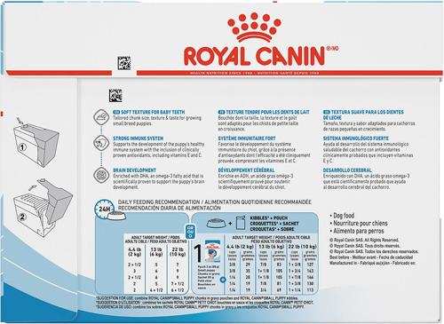 Show full view: Royal Canin Size Health Nutrition Small Puppy Chunks in Gravy Dog Food Pouch, 3-oz, case of 12 slide 3 of 13