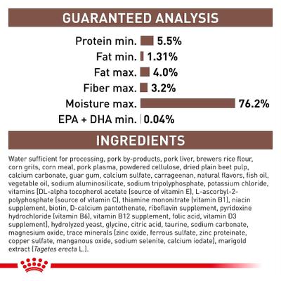 Show full view: Royal Canin Veterinary Diet Adult Gastrointestinal Low Fat Loaf Canned Dog Food, 13.5-oz can, case of 12 slide 8 of 13