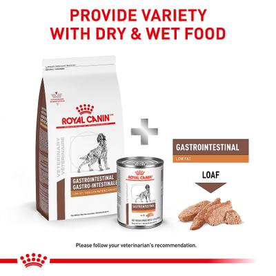 Show full view: Royal Canin Veterinary Diet Adult Gastrointestinal Low Fat Loaf Canned Dog Food, 13.5-oz can, case of 24 slide 7 of 13