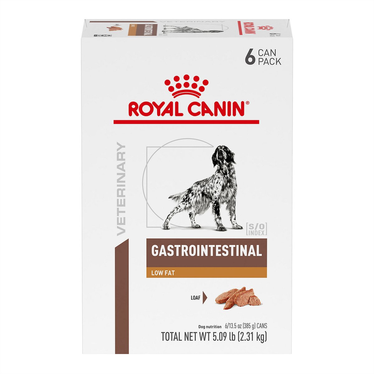 Royal Canin Veterinary Diet Adult Gastrointestinal Low Fat Loaf Canned Dog Food, 13.5-oz can, case of 6