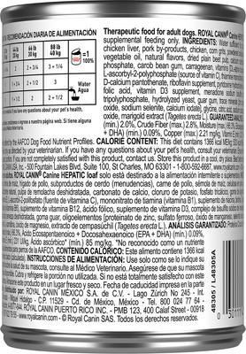 Show full view: Royal Canin Veterinary Diet Adult Hepatic Loaf Canned Dog Food, 13.7-oz, case of 24 slide 4 of 12