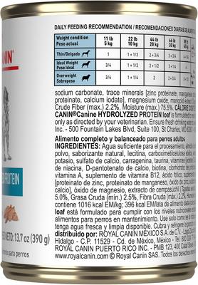 Show full view: Royal Canin Veterinary Diet Adult Hydrolyzed Protein Loaf Wet Dog Food, 13.7-oz can, 12 count slide 3 of 12
