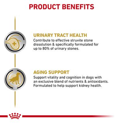 Show full view: Royal Canin Veterinary Diet Urinary SO Aging 7+ Loaf in Sauce Wet Dog Food, 5.2-oz can, case of 24 slide 4 of 12