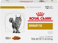 Royal Canin Veterinary Diet Adult Urinary SO Morsels in Gravy Canned Cat Food, 3-oz can, case of 12