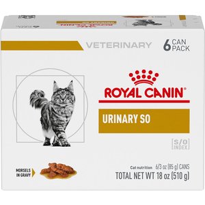Royal Canin Veterinary Diet Adult Urinary SO Morsels in Gravy Canned Cat Food, 3-oz can, case of 6