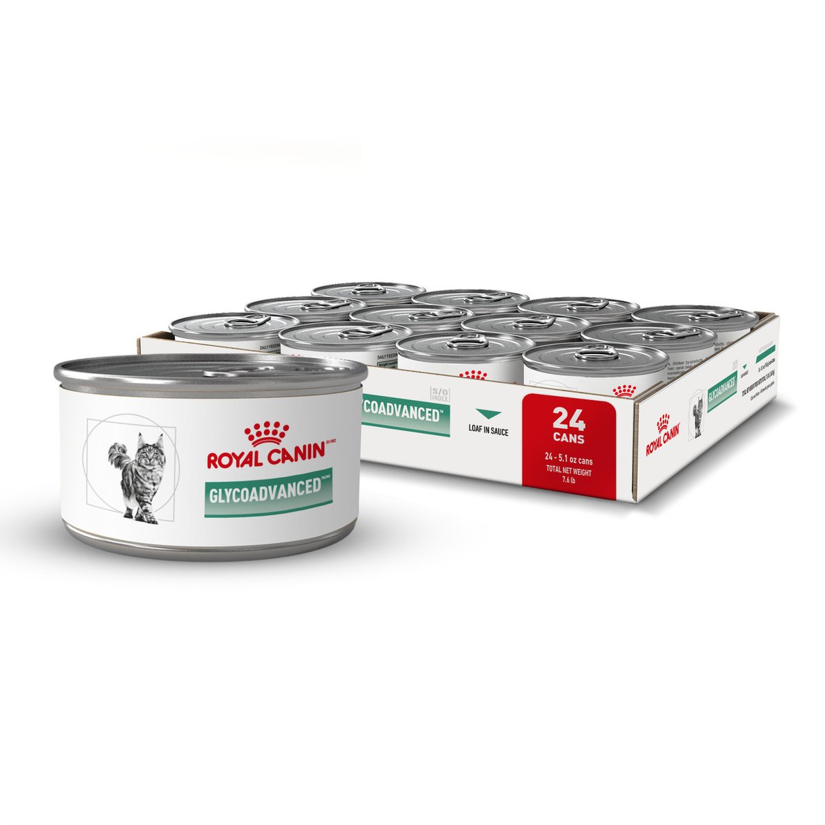 Royal Canin Veterinary Diet Glycoadvanced Adult Loaf in Sauce Wet Cat Food, 5.1-oz can, case of 24