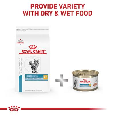 Show full view: Royal Canin Veterinary Diet Selected Protein Pea & Duck Formula Adult Wet Cat Food, 5.1-oz can, case of 24 slide 6 of 12
