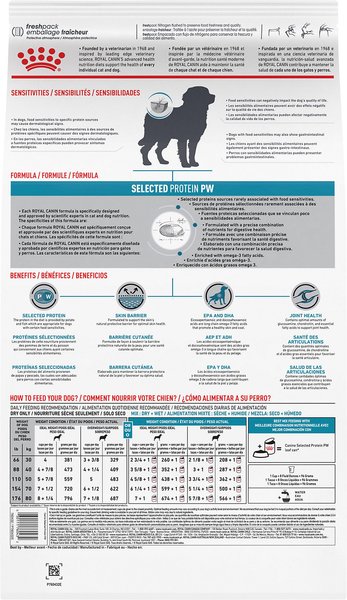 Show full view: Royal Canin Veterinary Diet Adult Selected Protein Potato & White Fish Large Breed Formula Dry Dog Food, 26.4-lb bag slide 3 of 11