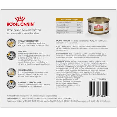 Show full view: Royal Canin Veterinary Diet Urinary SO Loaf Pate Adult Wet Cat Food, 5.1-oz can, pack of 6 slide 3 of 13