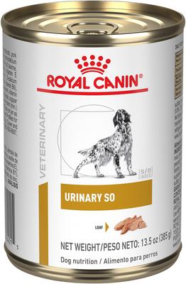 Show full view: Royal Canin Veterinary Diet Adult Urinary SO Loaf Pate Wet Dog Food, 13.5-oz can, case of 6 slide 3 of 12
