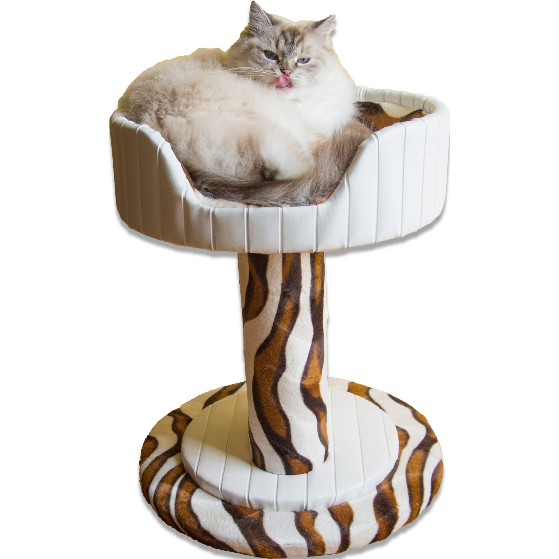 Royal Cat Boutique Hybernest Deluxe Luxury Bolster Cat Bed, Ivory Sahara