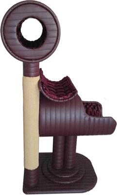 Show full view: Royal Cat Boutique Luxury 54-in Faux-Leather Cat Tower, Burgundy  slide 4 of 4