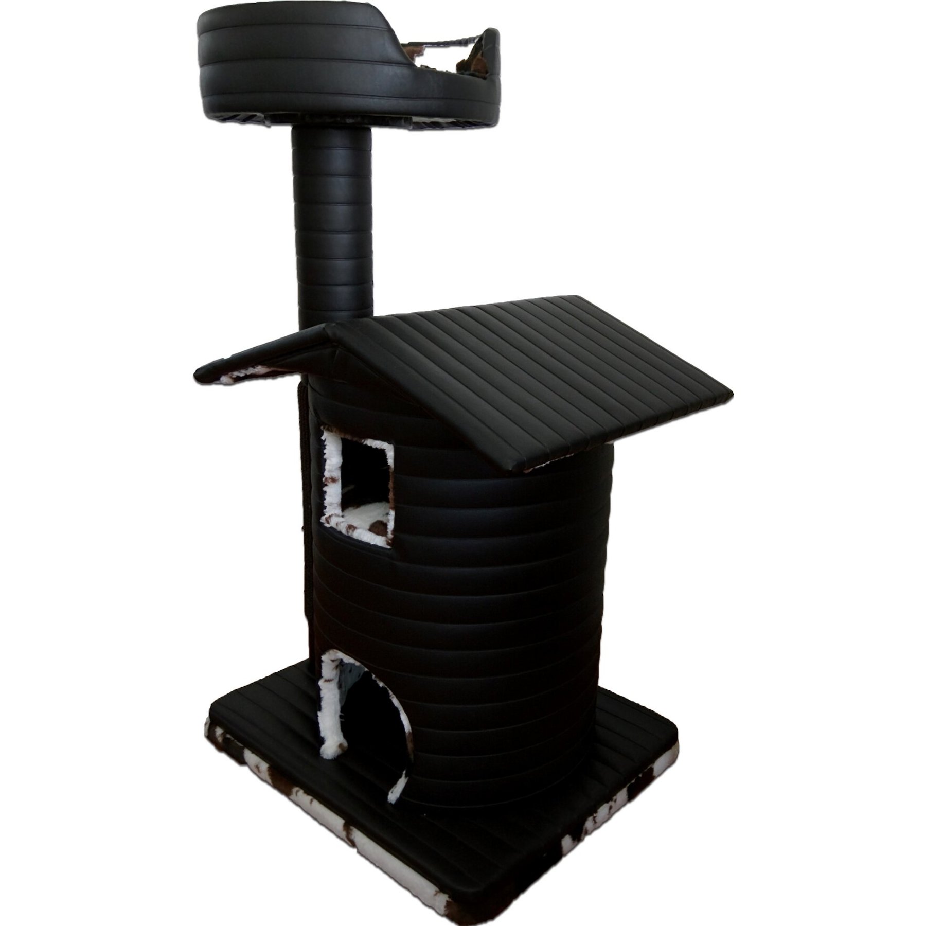 Royal Cat Boutique Queen's Kastle Luxury 41-in Faux-Leather Cat Condo, Black