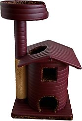 Royal Cat Boutique Queen's Kastle Luxury 41-in Faux-Leather Cat Condo, Burgundy 