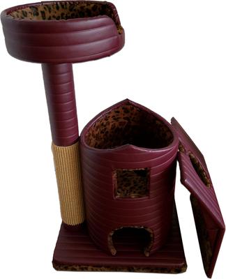 Show full view: Royal Cat Boutique Queen's Kastle Luxury 41-in Faux-Leather Cat Condo, Burgundy  slide 4 of 5