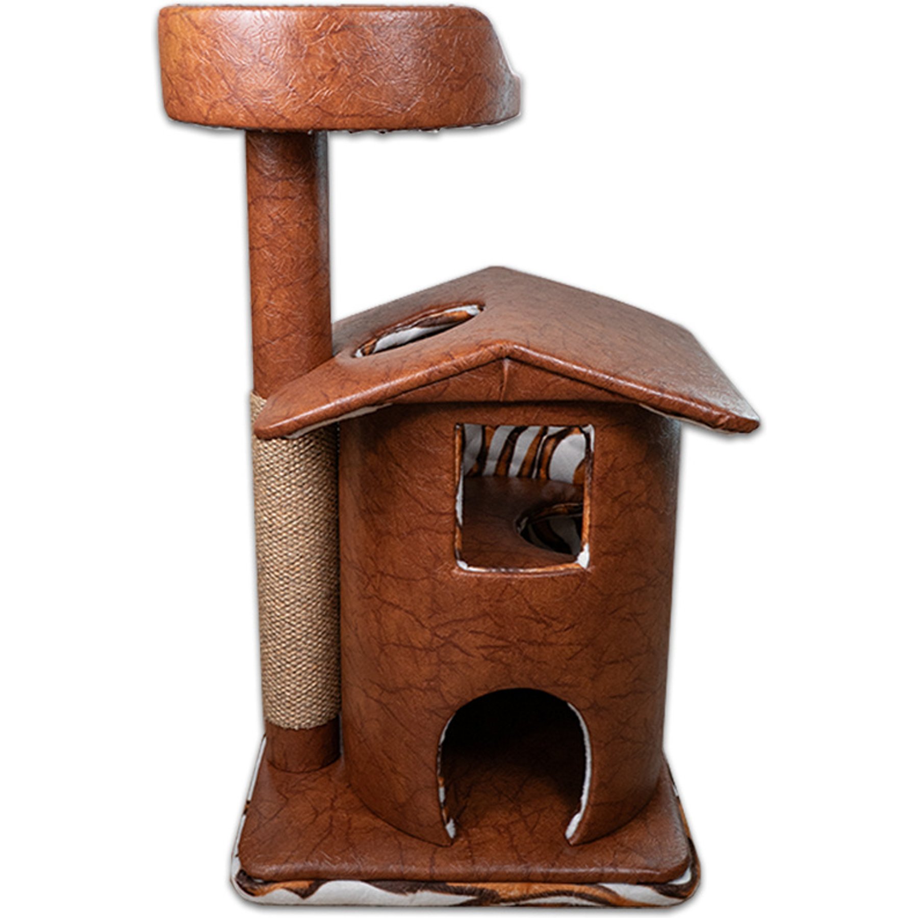Royal Cat Boutique Queen's Kastle Luxury 41-in Faux-Leather Cat Condo, Honey