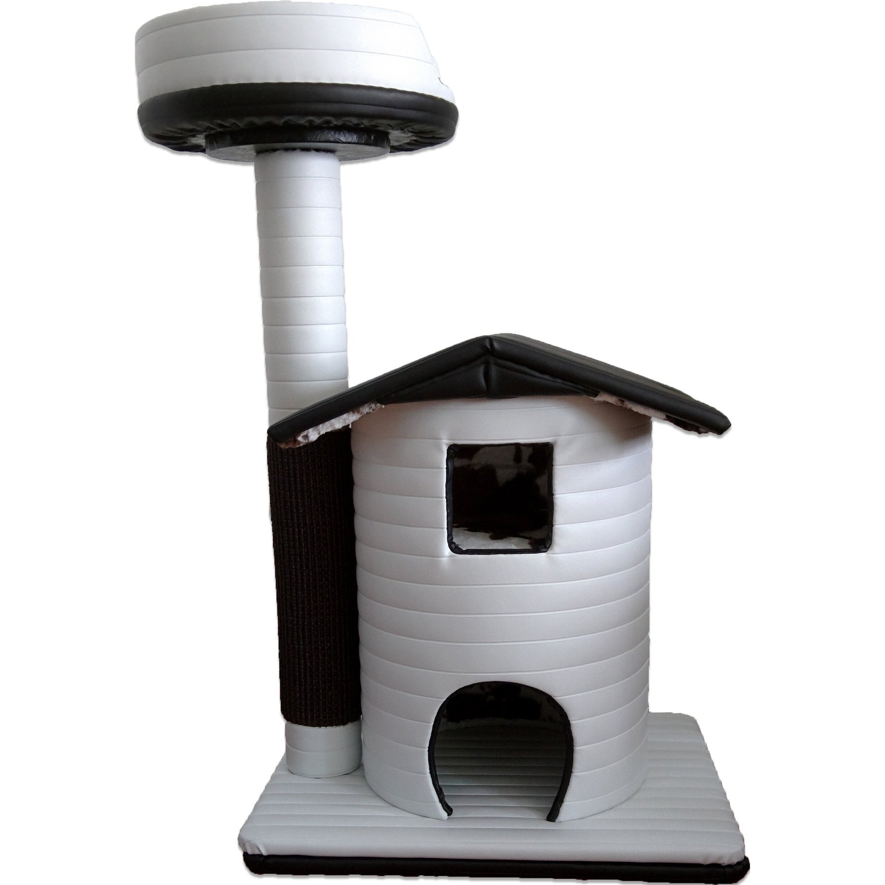Royal Cat Boutique Queen's Kastle Luxury 41-in Faux-Leather Cat Condo, White & Black