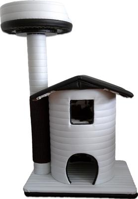Show full view: Royal Cat Boutique Queen's Kastle Luxury 41-in Faux-Leather Cat Condo, White & Black slide 1 of 2
