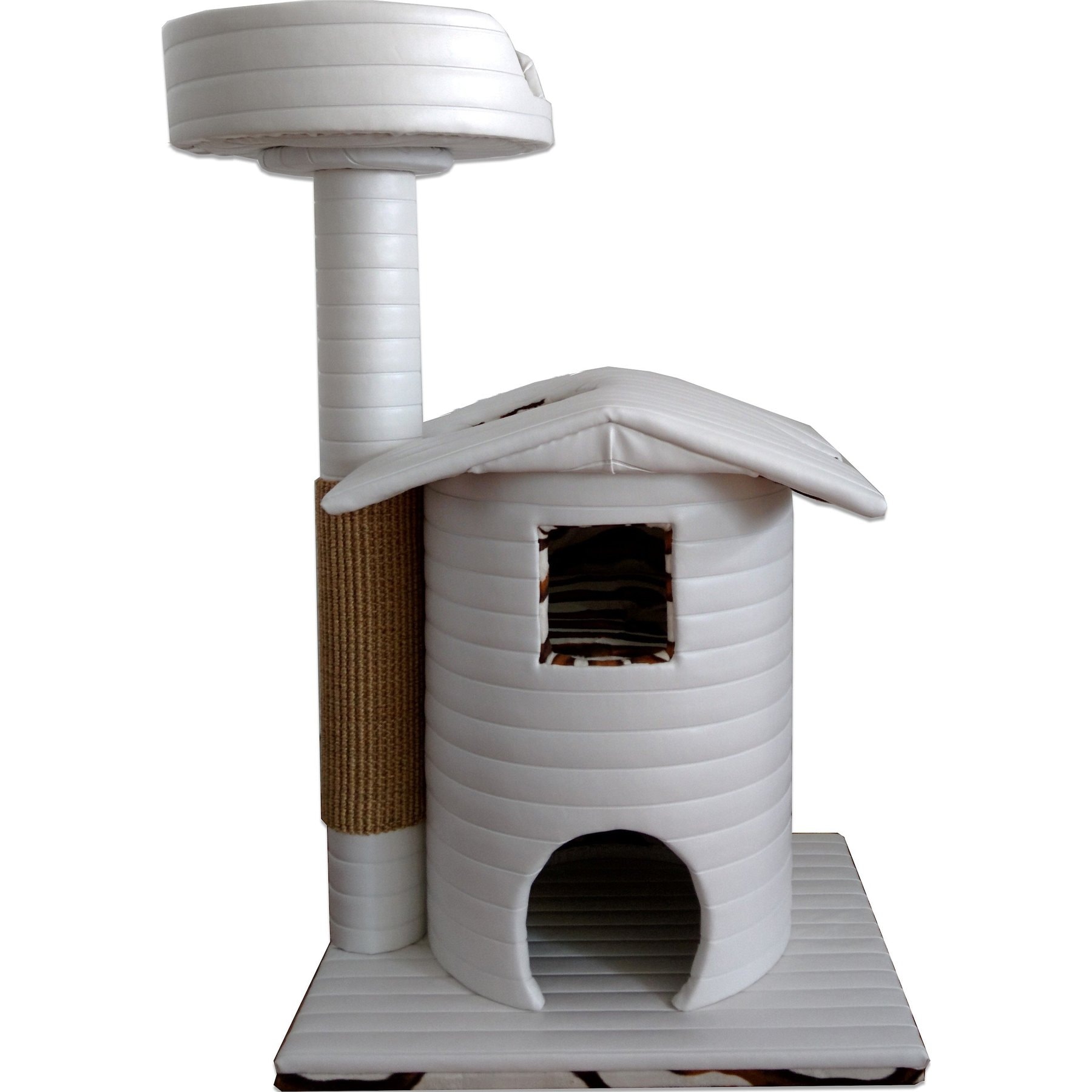 Royal Cat Boutique Queen's Kastle Luxury 41-in Faux-Leather Cat Condo, White