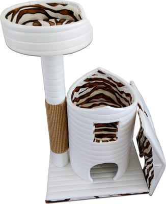 Show full view: Royal Cat Boutique Queen's Kastle Luxury 41-in Faux-Leather Cat Condo, White slide 2 of 3
