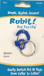 Rubit! Curved Dog Tag Clip, Blue, Medium