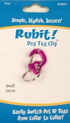 Show full view: Rubit! Curved Dog Tag Clip, Pink, Small slide 1 of 3