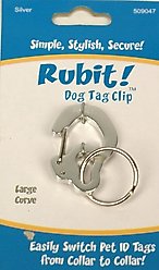 Rubit! Curved Dog Tag Clip, Silver, Large