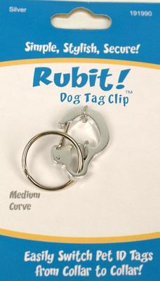 Show full view: Rubit! Curved Dog Tag Clip, Silver, Medium slide 1 of 3