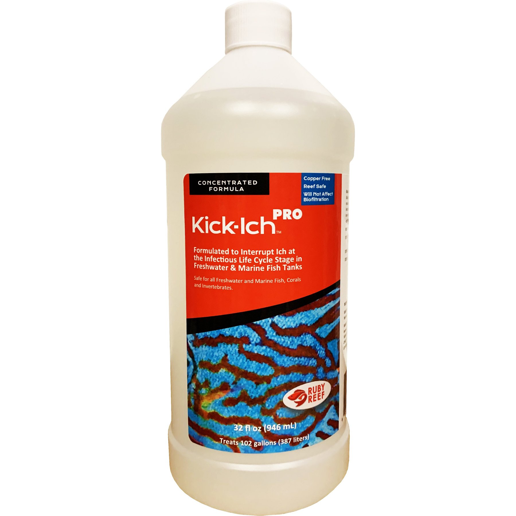 Ruby Reef Kick-Ich PRO Aquarium Water Treatment, 32-fl oz bottle