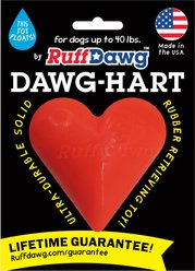 Ruff Dawg Dawg-Hart Tough Rubber Dog Chew Toy, Red, Regular