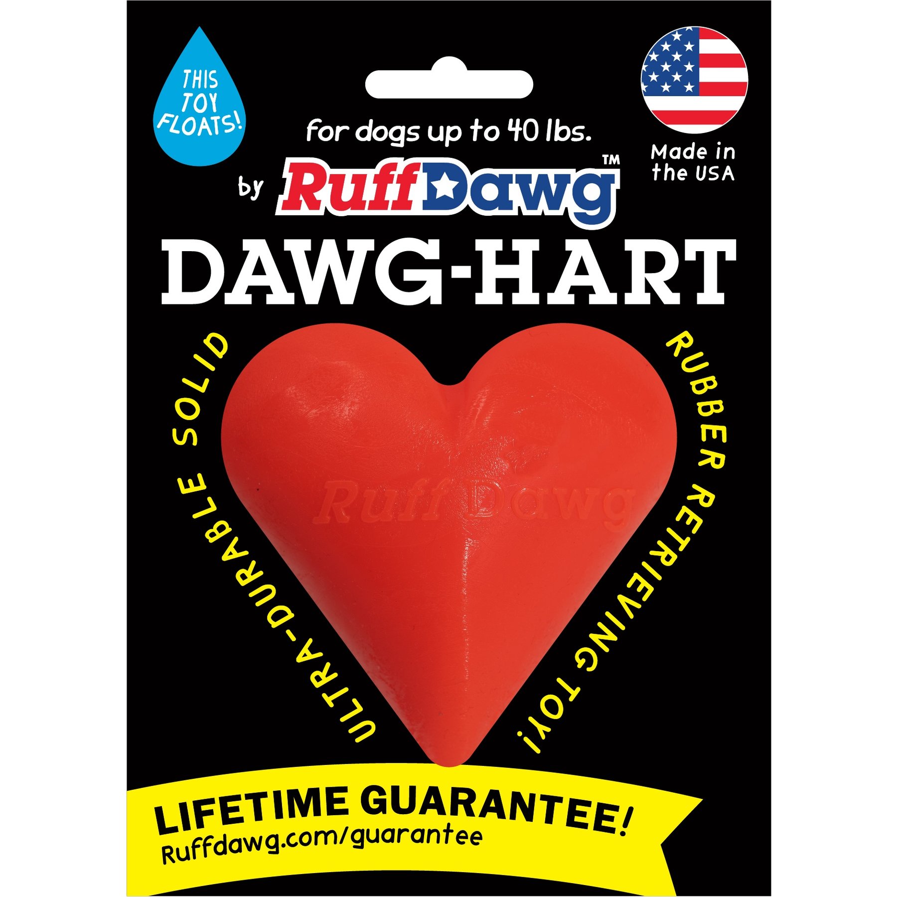 Ruff Dawg Dawg-Hart Tough Rubber Dog Chew Toy, Red, Regular