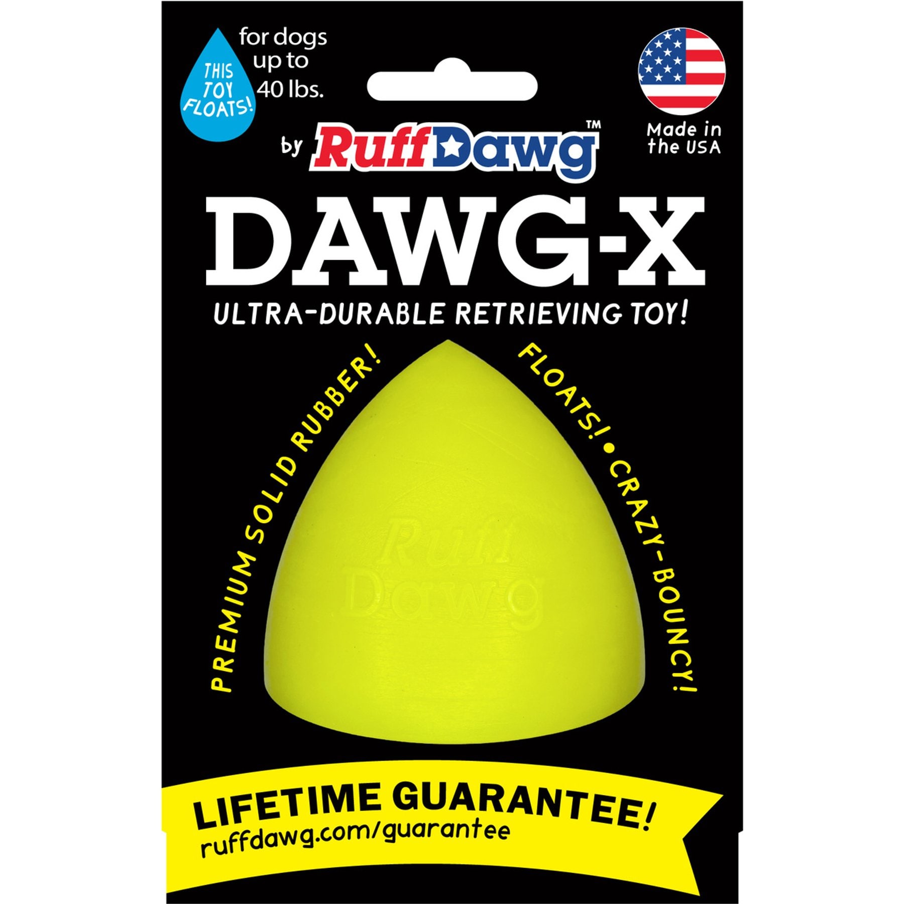 Ruff Dawg Dawg X Dog Toy, Yellow, Regular